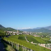 RS tramin dorfansicht mit weinbergen und friedhof